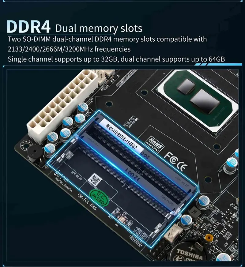 6-Bay Mini ITX Firewall Motherboard 11th Gen Intel I7 1165G7 I5 1135G7 I3 1115G4 2×M.2 NVMe DDR4 Server Router NAS Mainboard