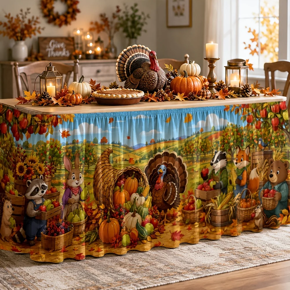 Table skirt / tableskirt, Harvest in autumn, Country style, Thanksgiving, Mid-autumn season, Partyxzj
