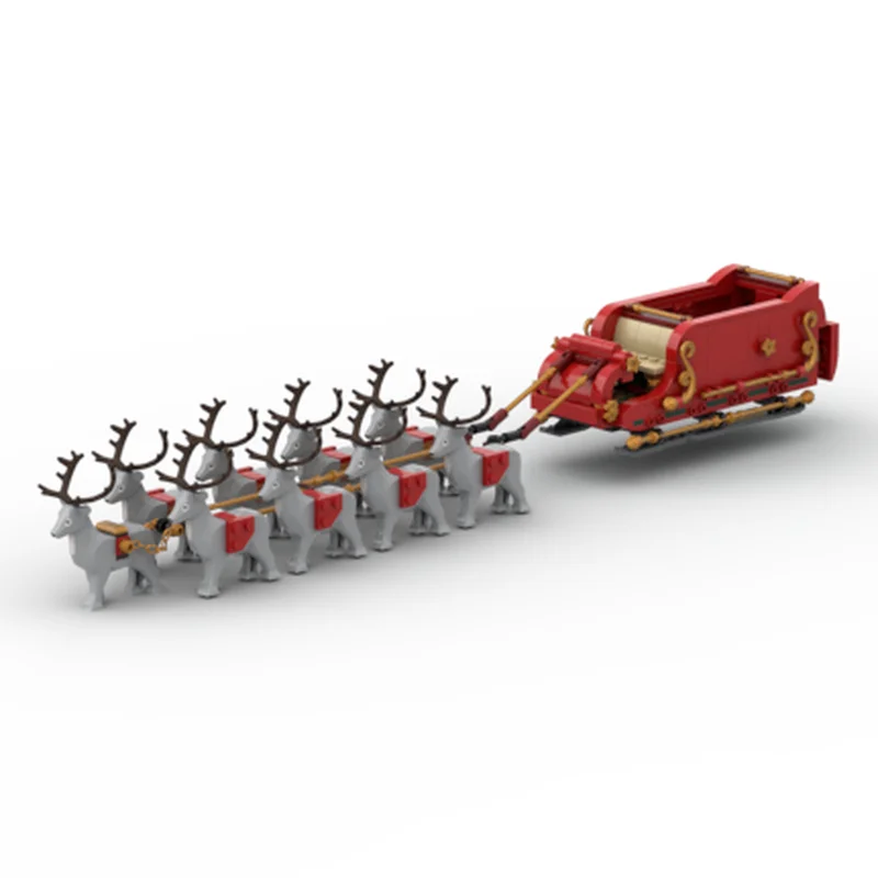 417ピース MOC ダブルサイズ サンタのそり 9頭のトナカイ シーズン限定 クリスマス モデル 組み立ておもちゃ ブロック 組み立て クリスマスギフト 子供向け