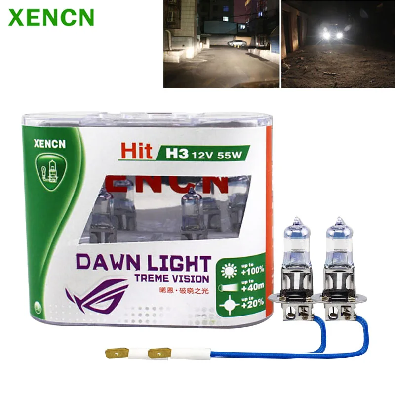 

XENCN H3 Автомобильные фары 12 В 55 Вт галогенная лампа Автомобильные противотуманные фары PK22s 3800K теплый белый свет дневные оригинальные лампы 2 шт.