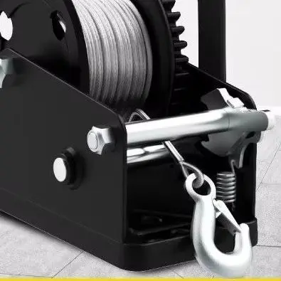 Two-Way Ratchet Manual Operated Hand Crank Winch Hook Hardened Steel Gears for Mechanics Crank Strap Winch
