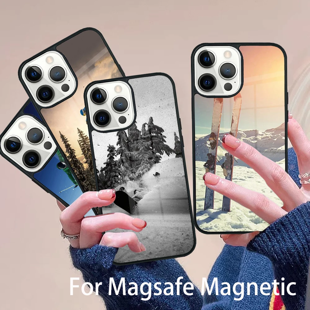 

Cool Sports Snowboarding Phone Case Magesafe Magnetic Wireless Charge Cover For IPhone 16 11 12 13 14 15 Pro Max Plus Mini