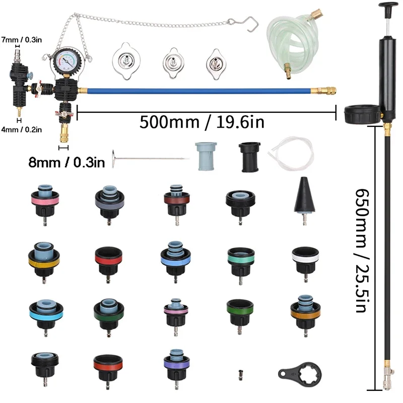 28Pcs universal radiator pressure tester vacuum cooling system test detector group cooling tester