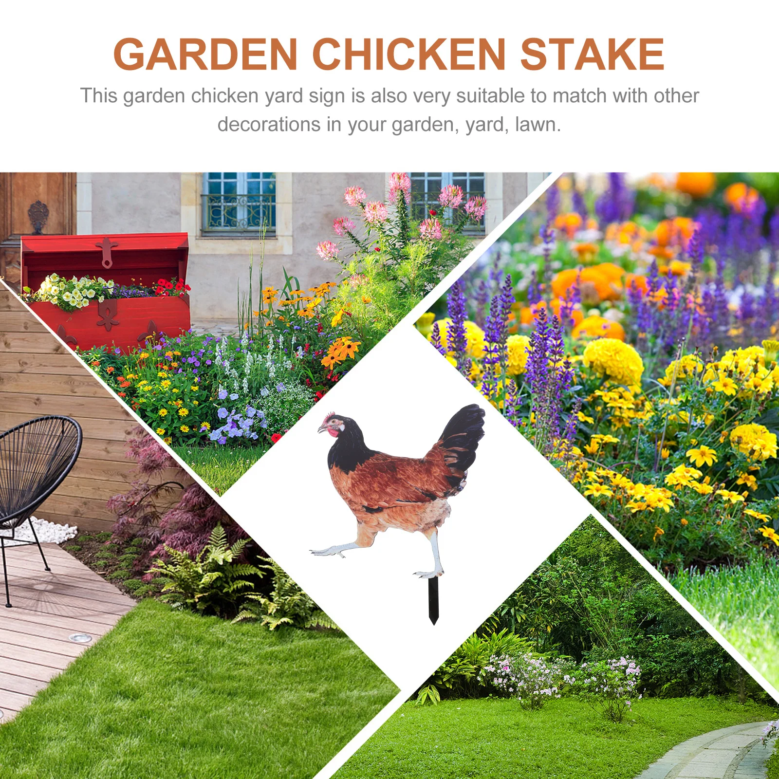 

2Pcs Acrylic Chicken Stake Decor Simulation Hen Stakes for Garden Yard Lawn Outdoor Decorations Vivid Animal Stakes