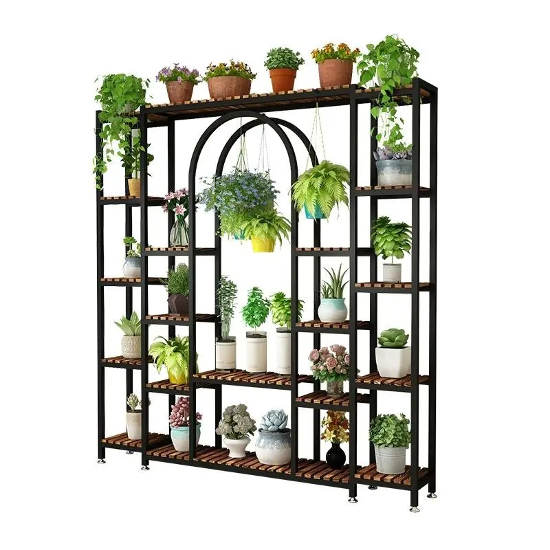 Flower rack multi-layer balcony floor-to-ceiling rack wrought iron indoor flower pot rack green dill succulent plant
