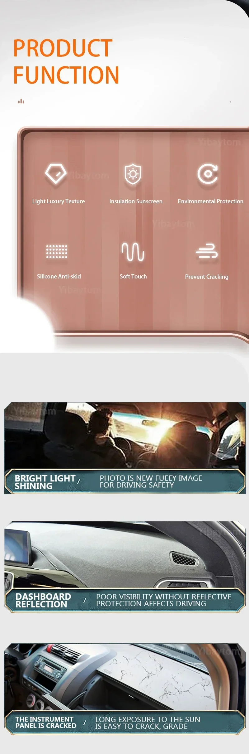 Schwarzes Wildleder-Armaturenbrett, Anti-UV-Armaturenbrett-Abdeckung, Sonnenschutz, Teppichpolster für Mazda 3 M3 BL Axela 2009 2010 2011 2012 2013 Teppich – Detail 5