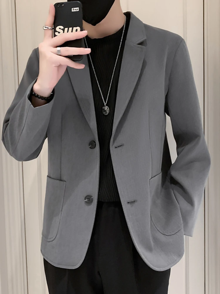 

ay Single-Button Men's Suit Jaet Spring Autumn Sle Interview Formal Wear Trendy Brand Standalone Upper Apparel
