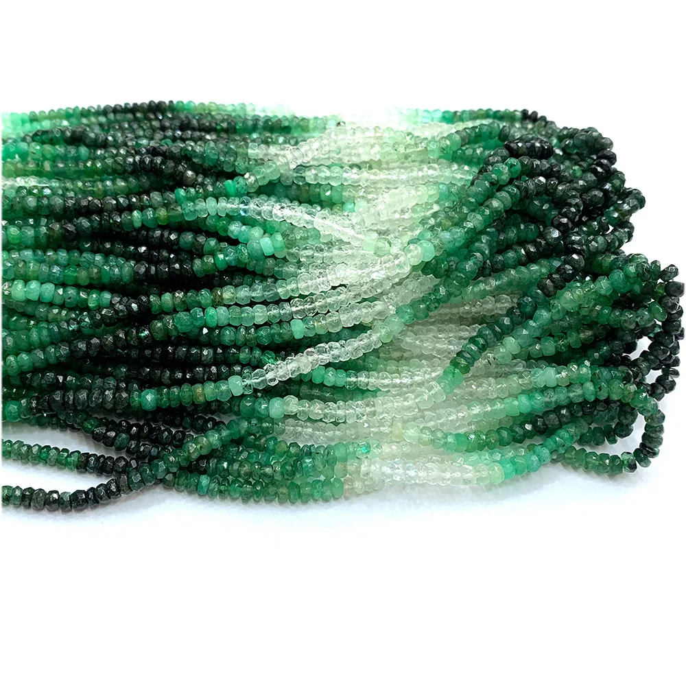 Veemake Natural Green Emerald Faceted Rondelle Beads Jewelry Design Making 08155