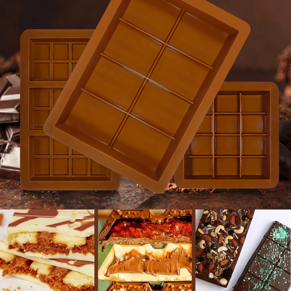 Juego de moldes de silicona para chocolate, moldes para barras de chocolate profundas para hacer dulces, perfecto para cumpleaños, Halloween, Navidad, aperitivos