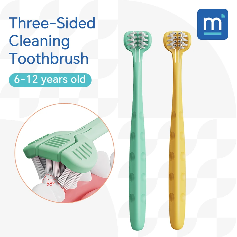 

1/2 piece, children's 3-sided toothbrush/high-quality soft bristles/for daily oral cleaning of children aged 6-12 years old