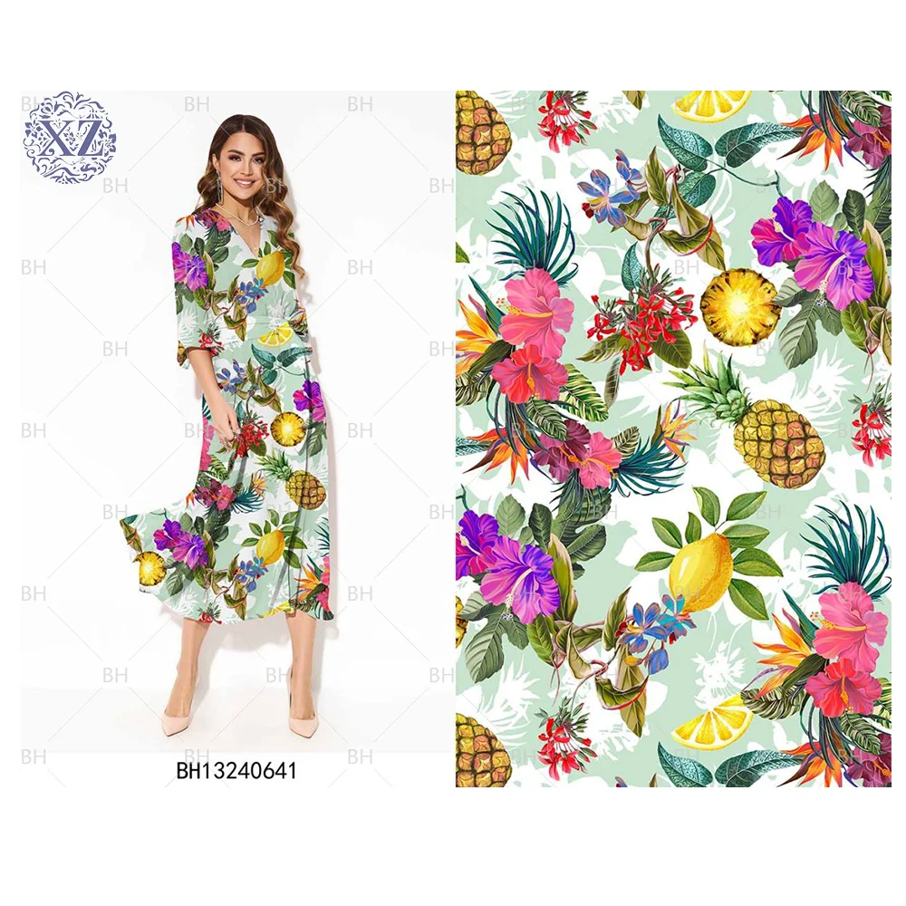 

Accept Customization Woven Traditional Digital Printed Rayon Stretch Fabric Poplin Rayon Viscose Fabrics For Dress