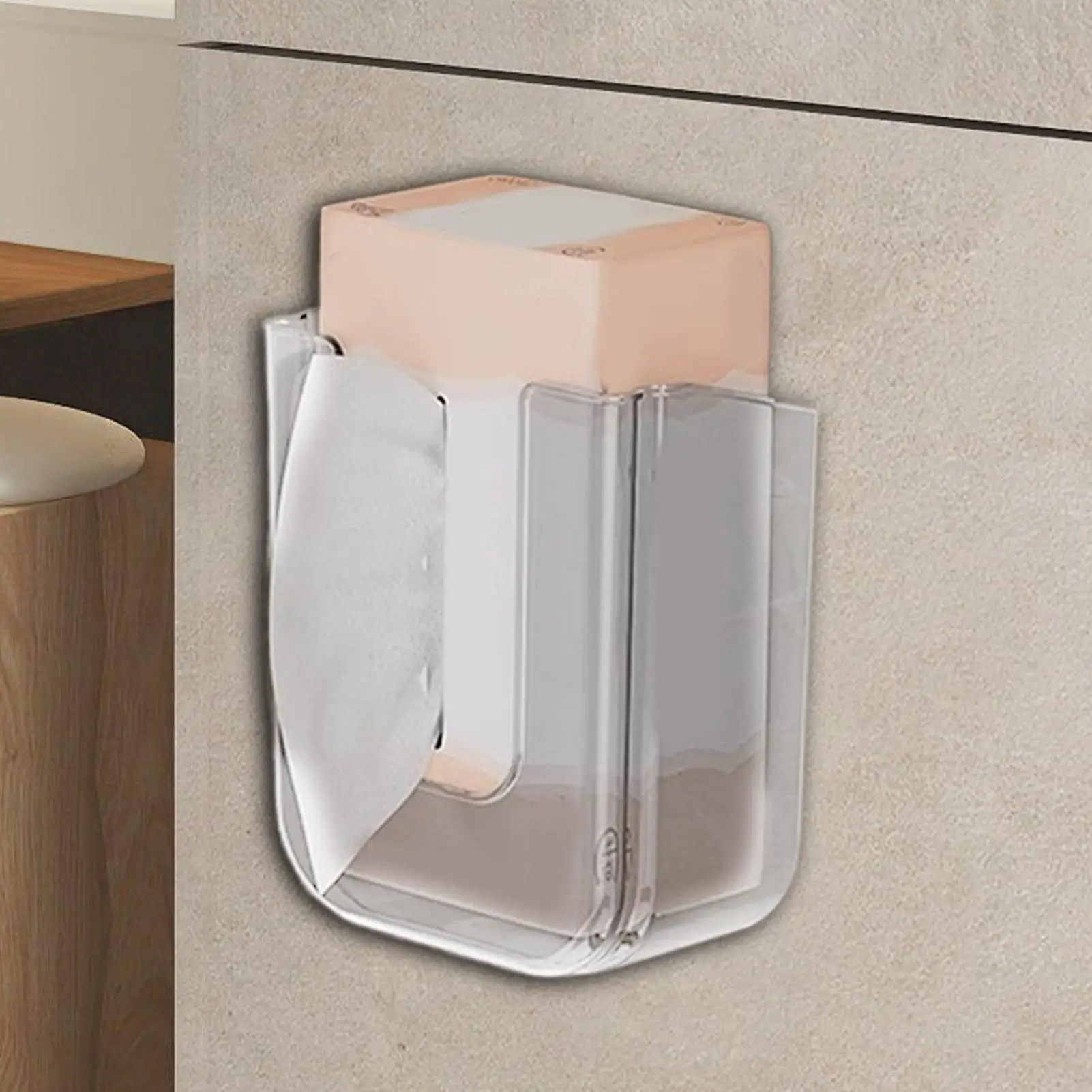 Wandmontierter Taschentuchspender Luxuriöse Kosmetiktuch-Aufbewahrungsbox Bohrfreie Badezimmer-Wandaufbewahrungsbox Toilettenpapierhalter