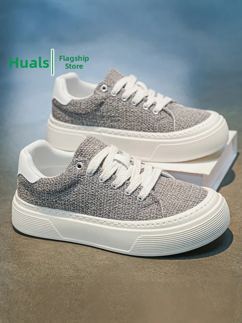 Men's Canvas Shoes Breathable Casual Sports Soft Bottom Linen Fall 2026 New Style Anti-Slip Low Top Glue-Welded Rubber Outsole