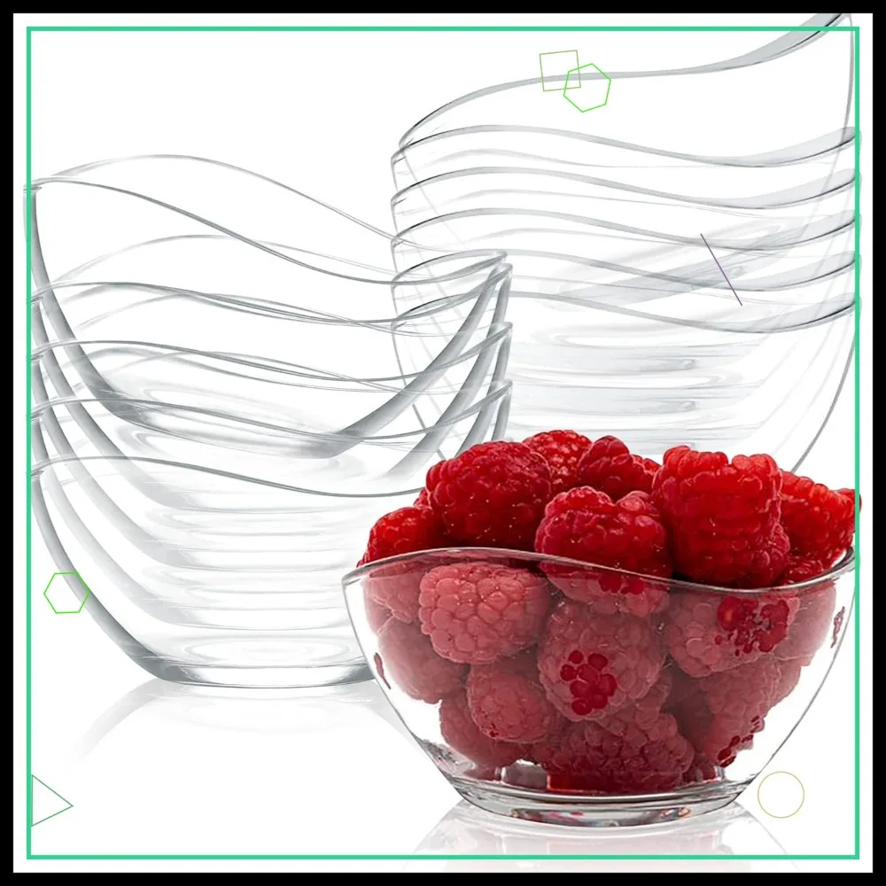 

Set of 12 Small Glass Bowls, 10 Ounce Ice Cream Bowl, Microwave and Dishwasher Safe for Kitchen Prep