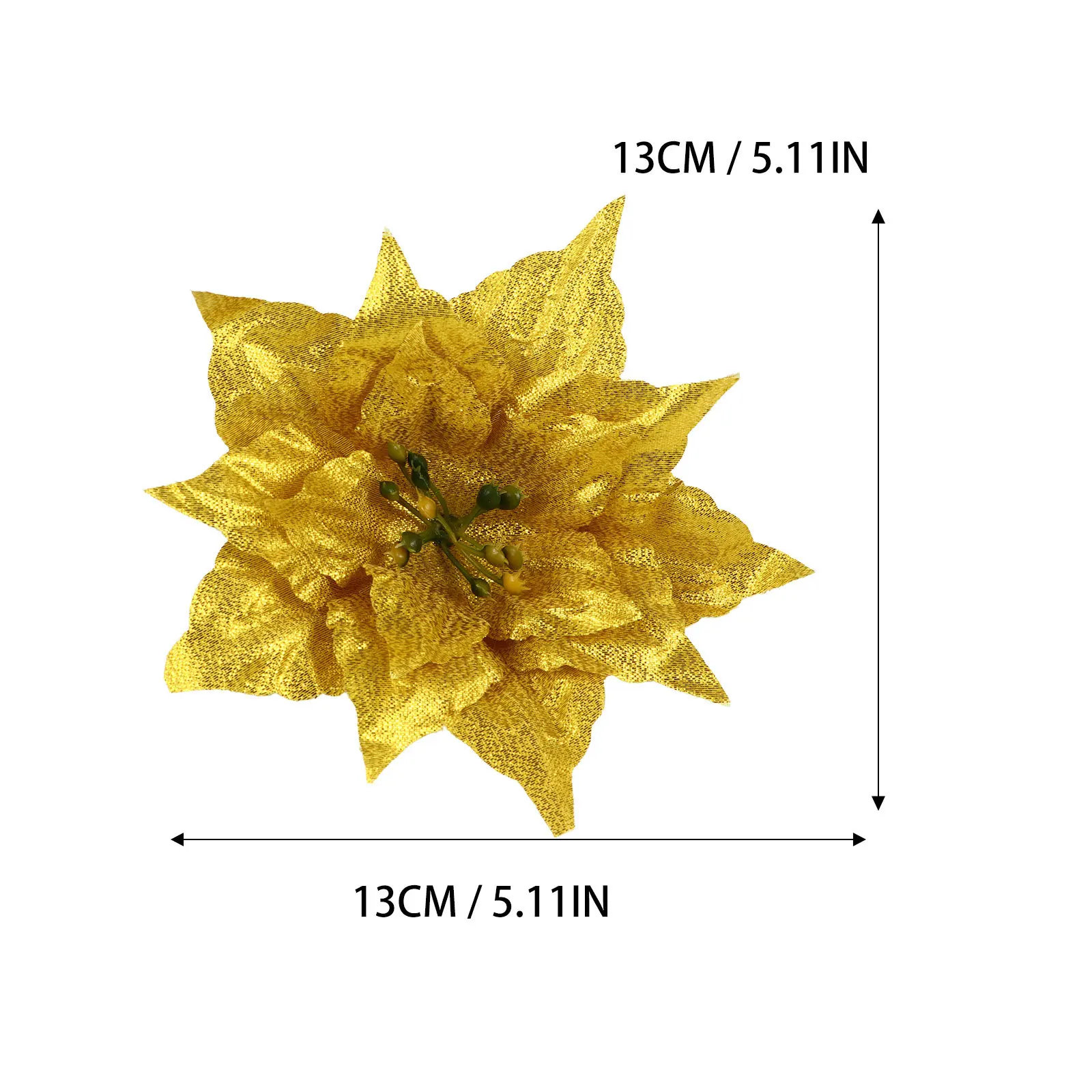 7pcs Artificial Flower Decor Glitter Christmas Flowers For Holiday Party Wedding Decoration Pe Festive Garland Adornment