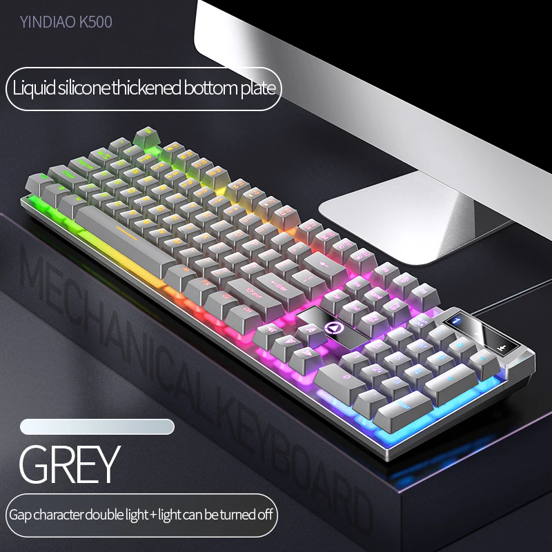 104 Keys Wired Mechanical Keyboard USB RGB Backlit Keyboard  Gaming Mechanical Keyboard Desktop Computer Accessories