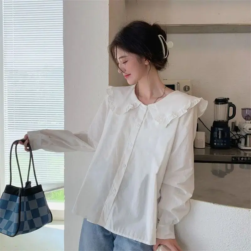 Shirt Women Spring Korean Style Apricot Fashion Simple Breathable Leisure All-match Solid Loose Lovely New Ins Chic Lazy Preppy