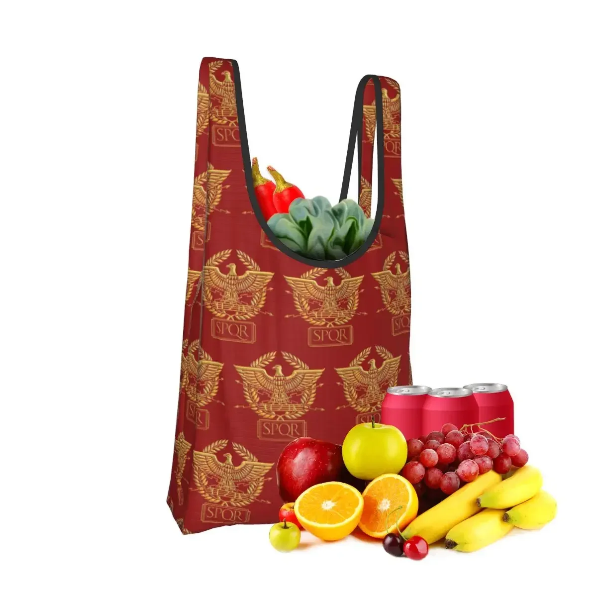 Gold Roman Aquila Eagle SPQR Portable Tote Shopping Bags Reusable Shopper Bag Grocery Handbag Shoulder Bag