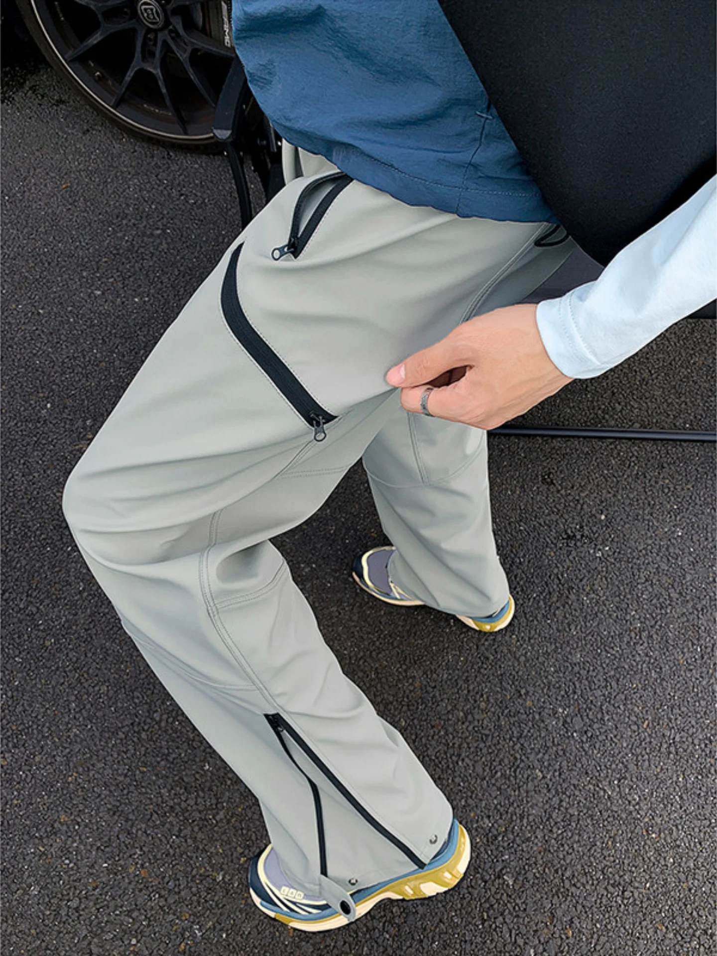 

Водонепроницаемые мужские брюки-карго с молниями, прямые, повседневные, осенние, рабочие, в американском стиле, для активного отдыха