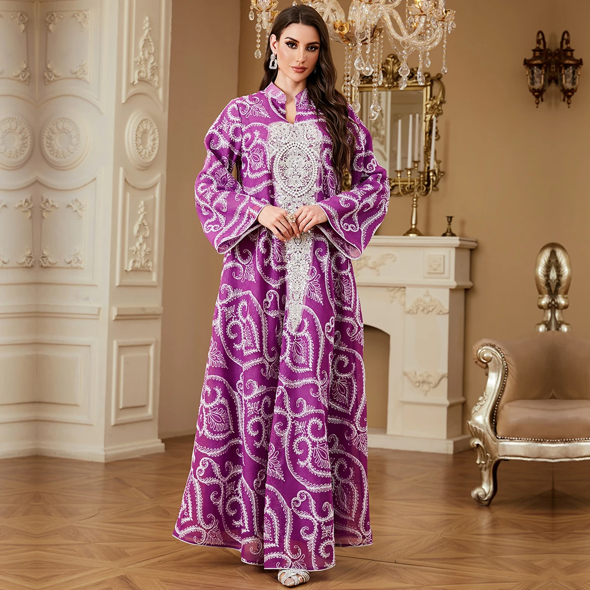 

Абая Ид женское платье с вышивкой бисером Рамадан мусульманское вечернее платье турецкий кафтан платье Рамадана халат Vestido длинные платья 2026