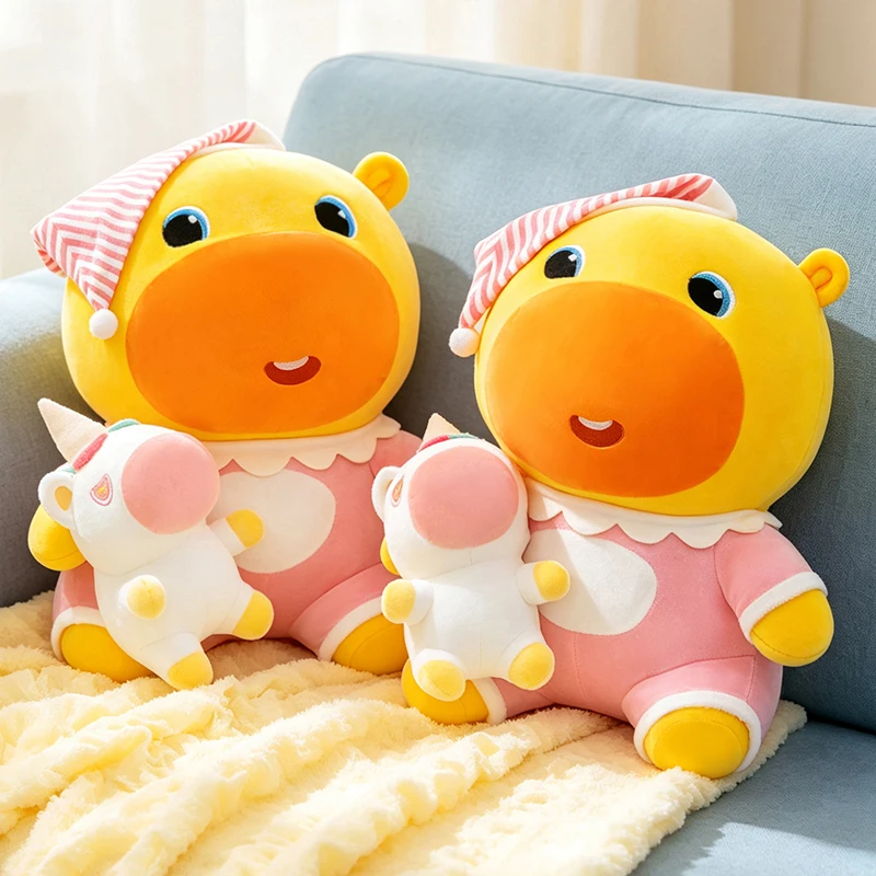 Sleepwear Capybara Plush Toy with Unicorn Doll Soft Fluffy Cartoon Animal Stuffed Pillow Kids Sleeping Companion Birthday Gift