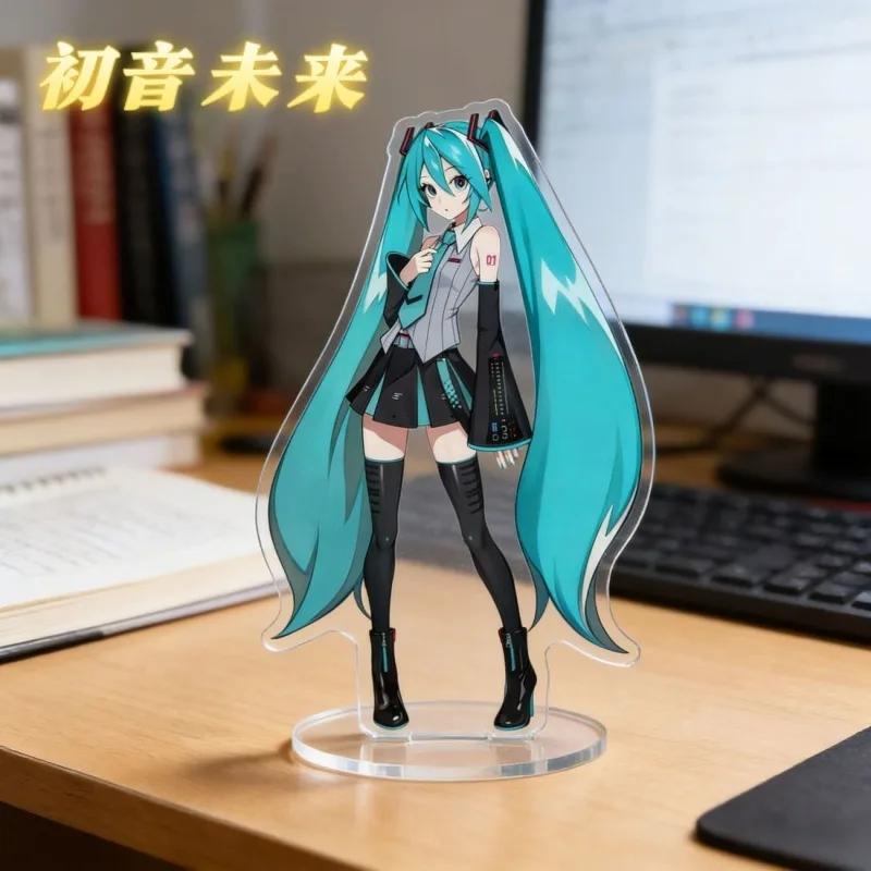 Hatsune Miku 10cm Acrylic Stand Cute Anime Character Standee HD Print Desktop Ornament Decor Collection Gift for Fans view 2