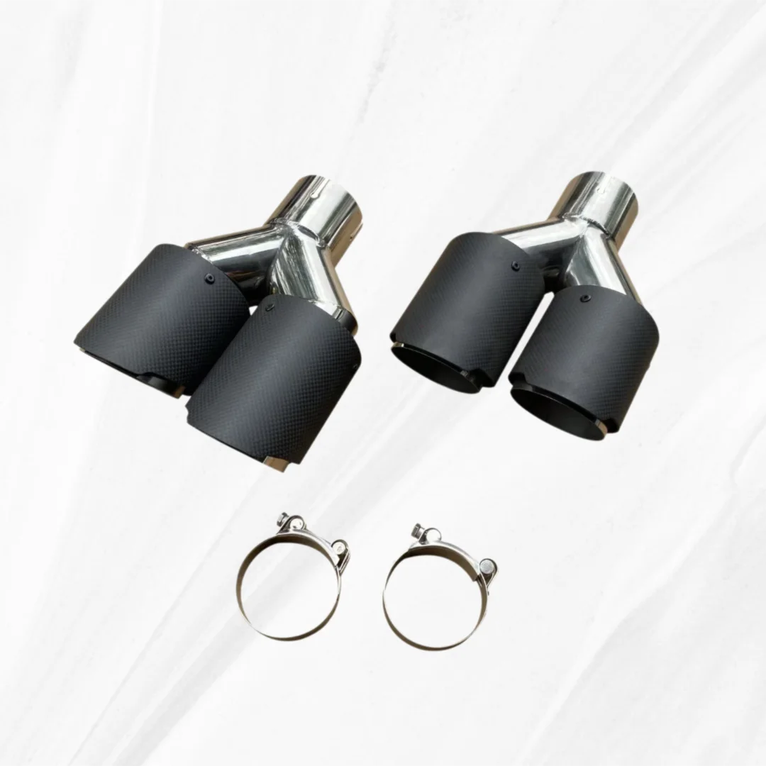 

1Pcs Automotive Universal Carbon Fiber Exhaust Tip Matte Dual Outlet Exhaust Nozzle Stainless Steel Exhaust Throat