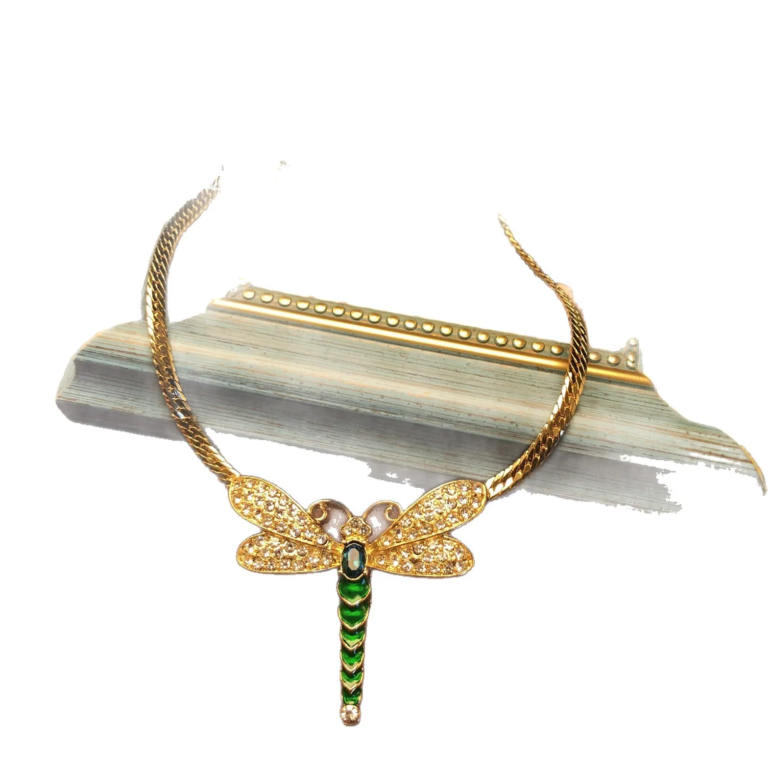 خمر حجر الراين اليعسوب قلادة النحاس قلادة أنيقة بروش #5