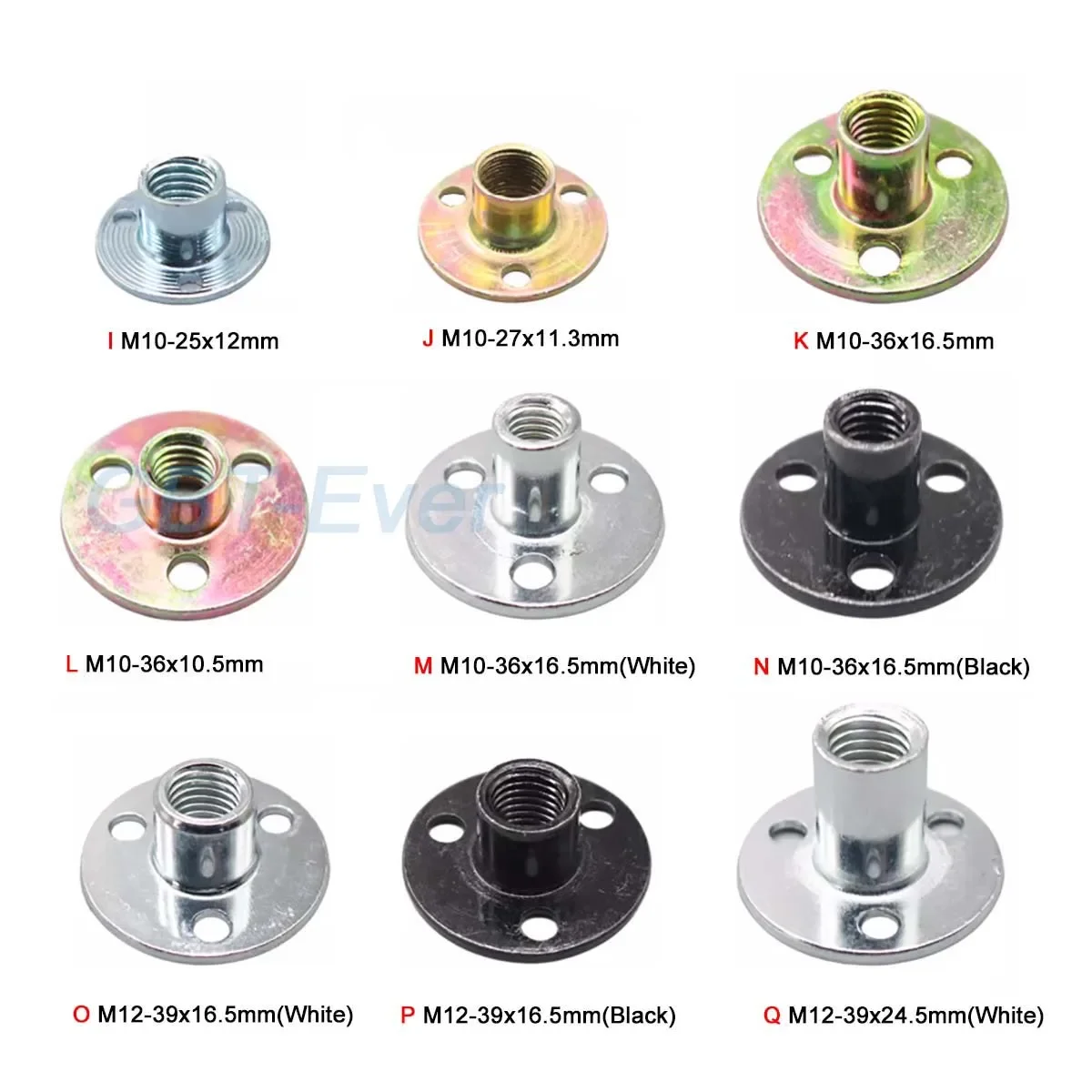 1~5Pcs M10 M2 Iron Plate Nut Furniture Plywood On Lock Nut Sofa Foot Lock Galvanized Three-hole Flange Nut