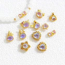4PCS Matte Gold Fantasy Bow Knot Heart Shaped Rabbit Large Hole Bead Spacer DIY Handmade Fashion Jewelry Accessories Materials