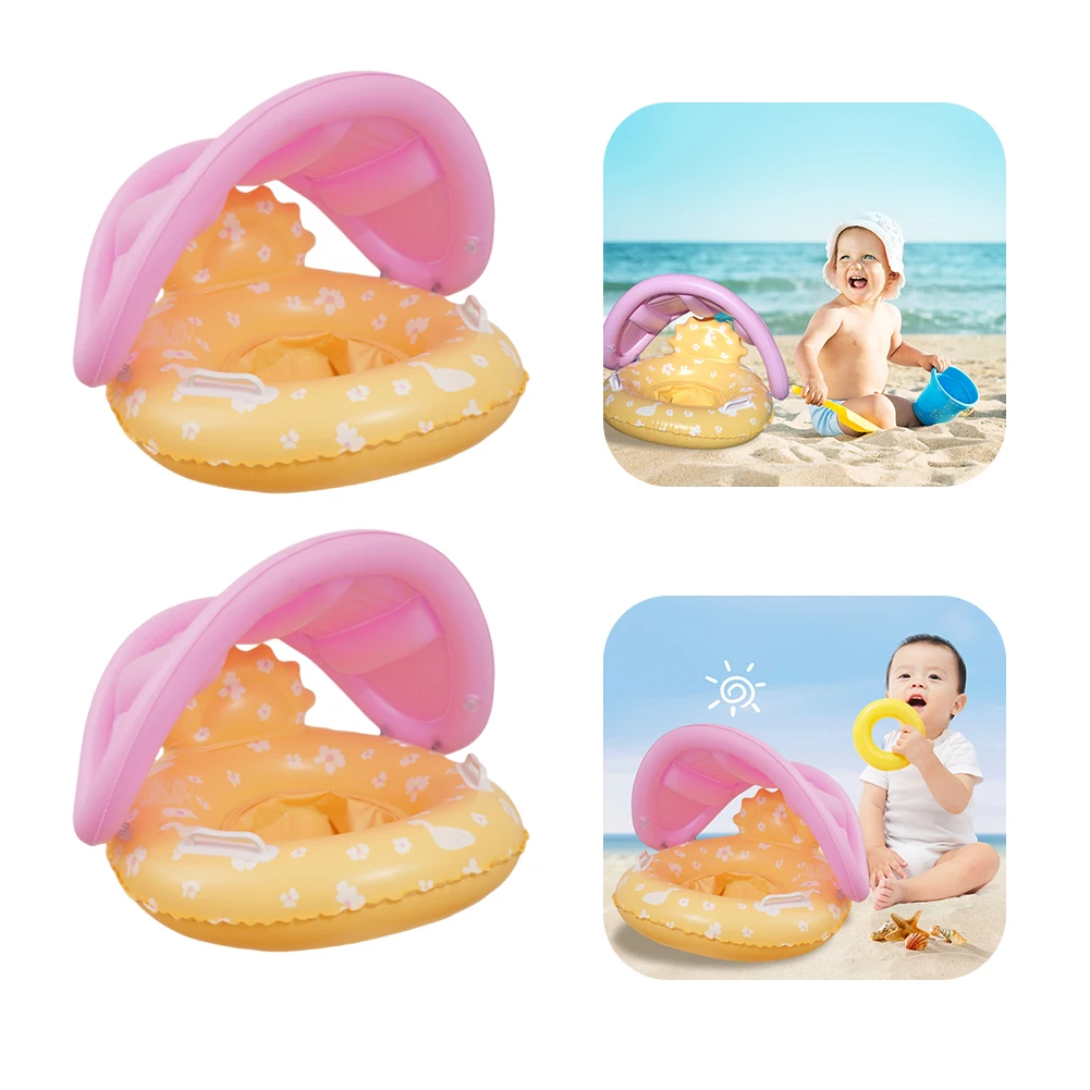 

Baby Mermaid Swim Ring Blow Up Swim Tube Leakproof Inflatable Pool Floats with Handles & Seat Floral Pool Rings for Boys Girls