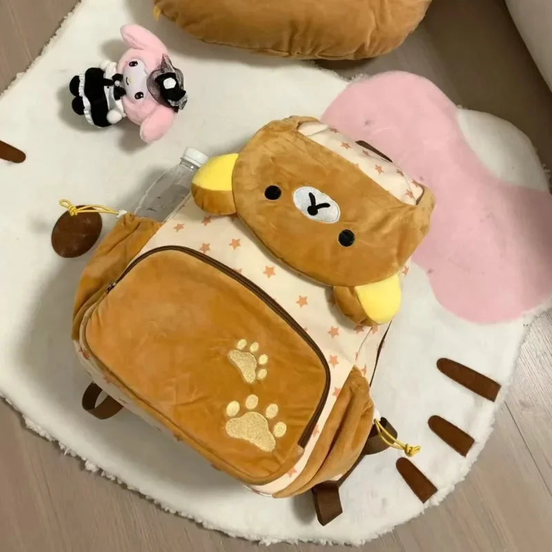 Rilakkuma Y2K Backpack Vintage Nylon Backpack Kawaii Bag Japan Lolita Zipper Splicing Montage Girl Student High Capacity Bag New