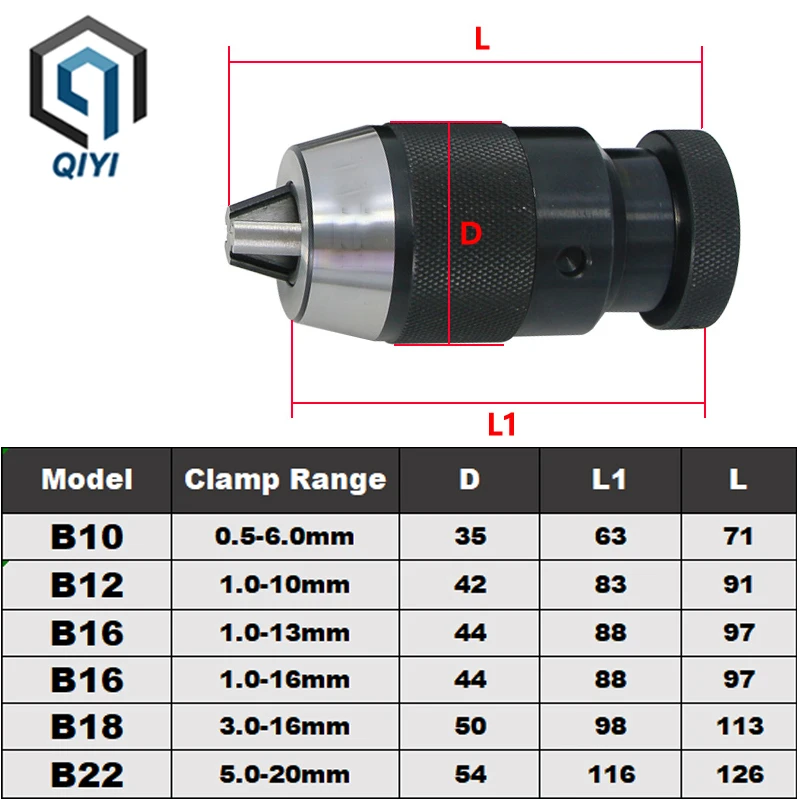 Automatic Locking Self-tightening Drill Chuck Keyless B10 B12 B16 B18 B22 Lathe tools Toolhoder MTA MTB R8 C20 For Drill Chuck