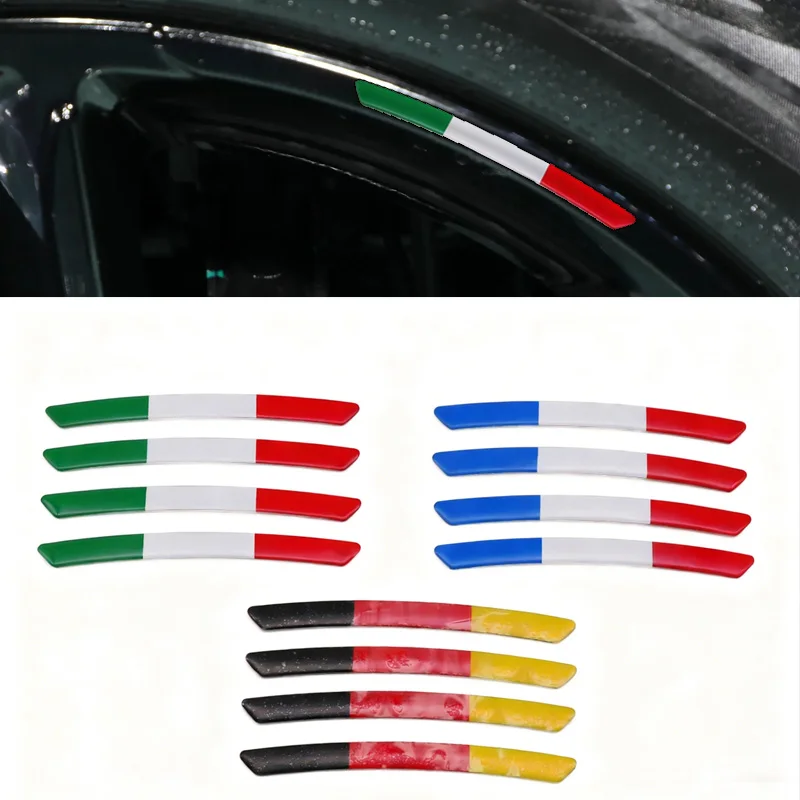 4 Uds pegatinas decorativas de aluminio para ruedas de coche para actualizar Volkswagen Fiat BMW Peugeot Citroen accesorios de bandera nacional