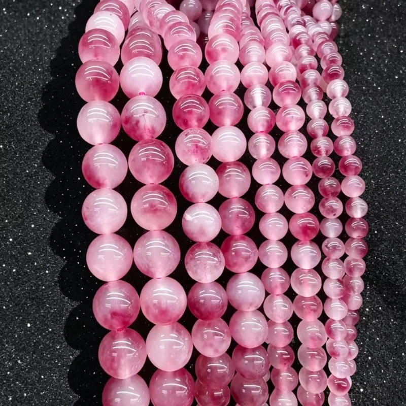 Natural stone rose red Perles de calcédoine Smooth Beads for Jewelry Making DIY woman Bracelets Earrings 15