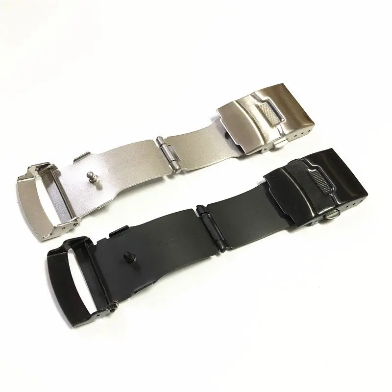 16mm 18mm 20mm 22mm 24mm Stainless Steel Watch Band Pin Buckle for  Watch Folding Buckle Double Press Silver Watch Accessories