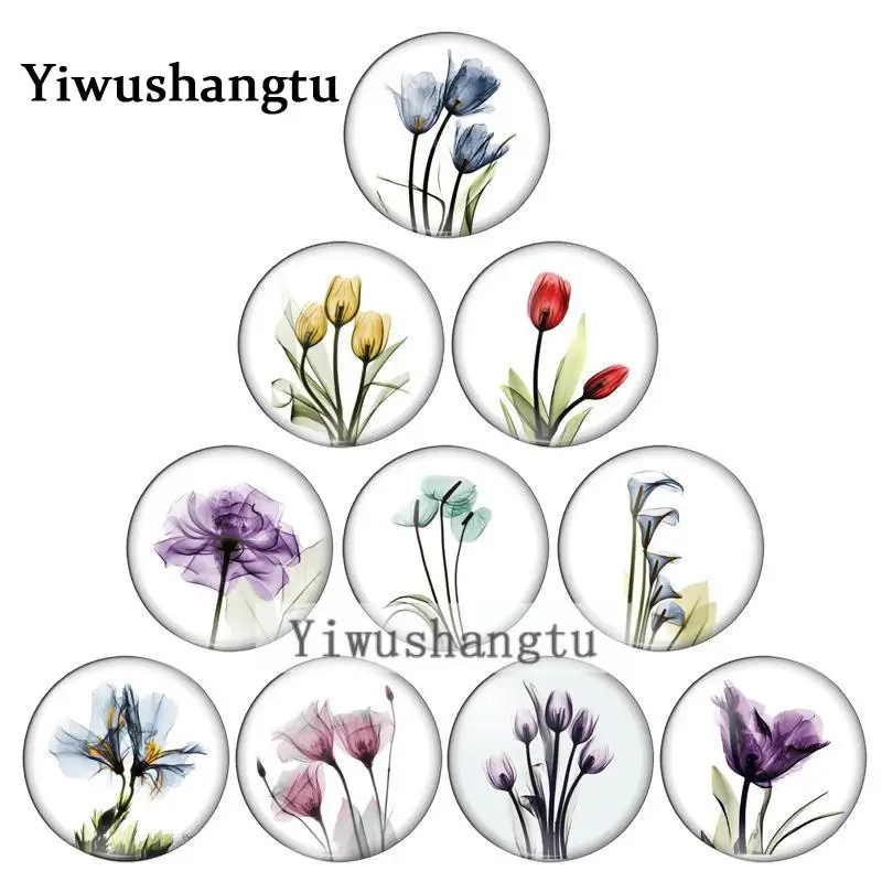 flowers be in bud pretty vitality 10mm/12mm/18mm/20mm/25mm Round photo glass cabochon demo flat back Making findings ZB0543