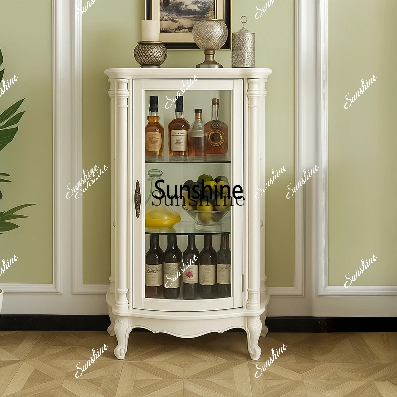 American solid wood single door display living room wall storage retro dining room glass door storage cabinetPX