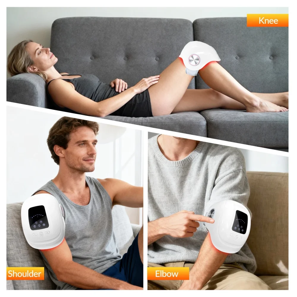 

Frovab Portable Knee Massager 5 in 1 Heat Vibration Red Light Therapy Pad for Arthritis Joint Pain Meniscus Tear Physiotherapy