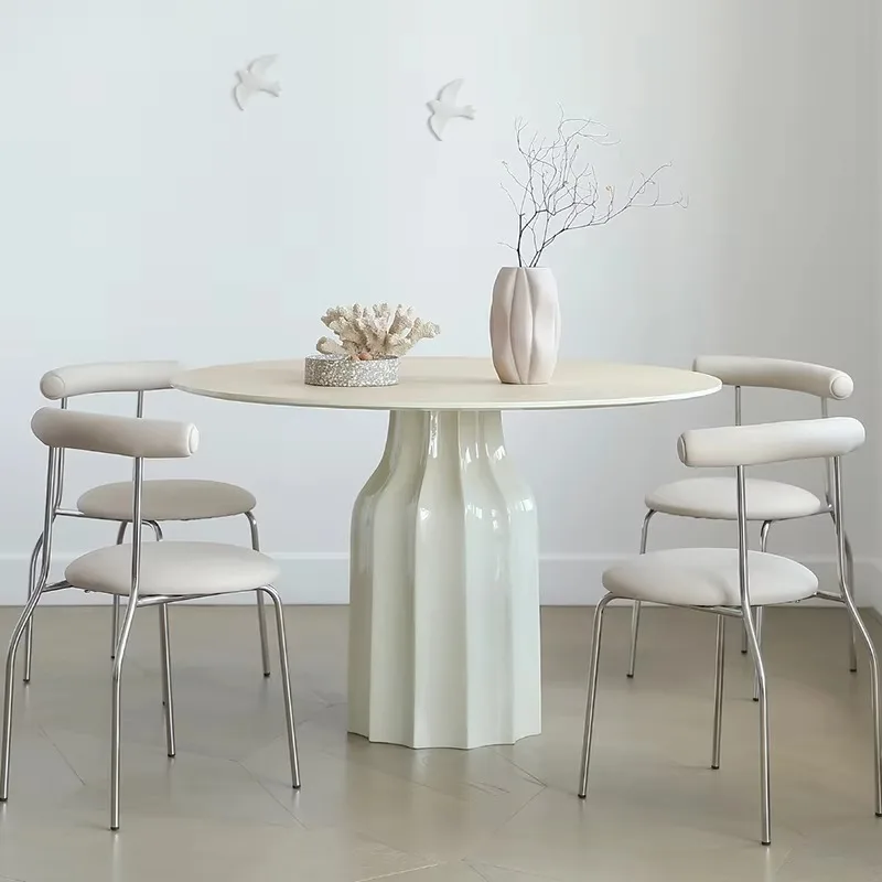 Minimalist White Dining Table Designer Unique Luxury Round Restaurant Tables Living Room Salon Mesas De Comedor Furniture Home