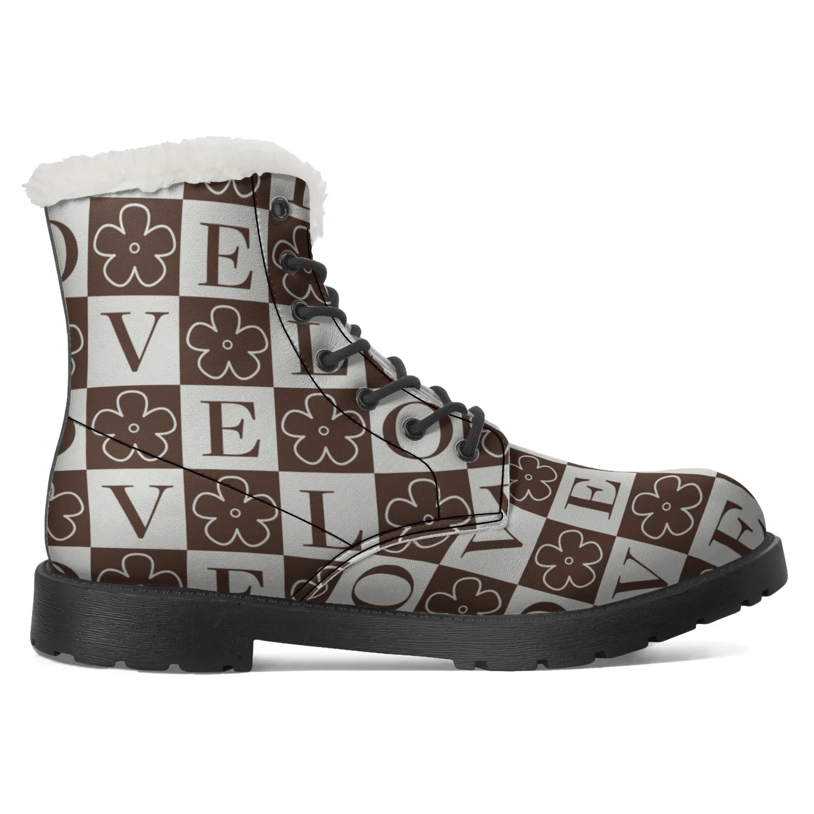 أحذية أنيقة من القطيفة لمنتصف الساق مع أحذية شتوية دافئة مطبوعة بأحرف للرجال والنساء #2