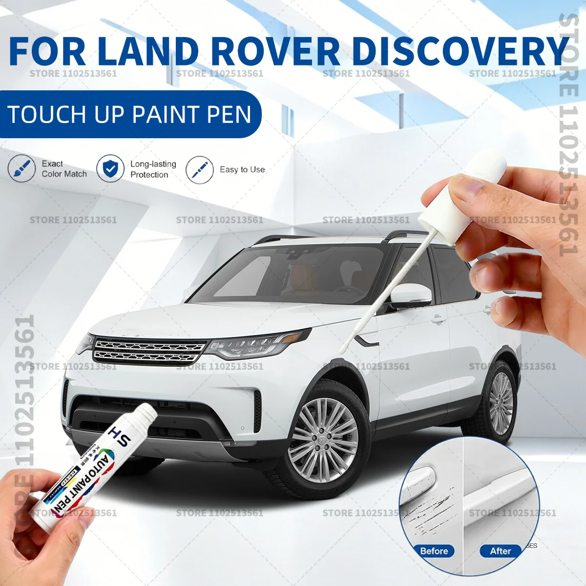 Car Paint Repair Pen Touch Up Paint Brush Scratch Remover for Deep Scratches and Marks For Land Rover Discovery White Black Blue