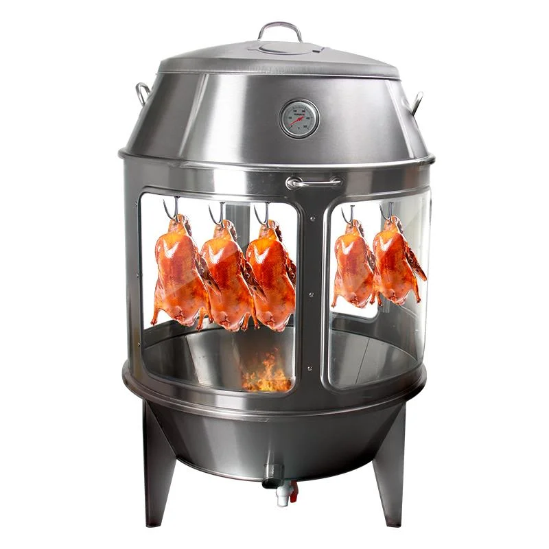 Commercial Stainless Steel Charcoal Gas Roast Duck Oven Chicken Goose Hanging Oven Glass Display Windows Crispy Skin Oven