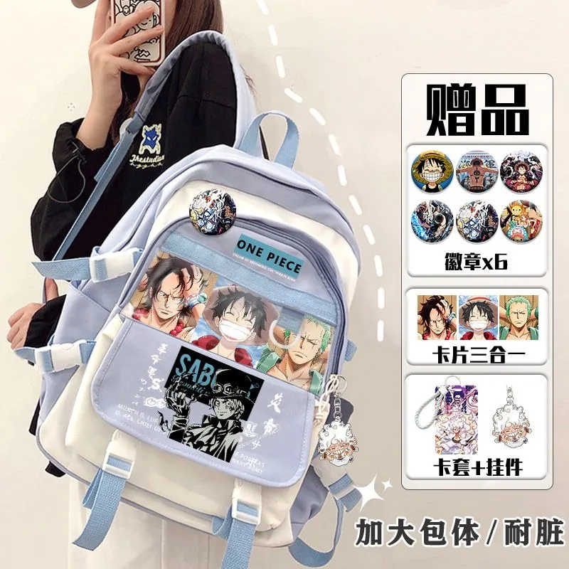 Anime ONE PIECE Backpack Black White computer bag Kawaii large capacity Children Student School Bag Women Travel Bags Canvas bag