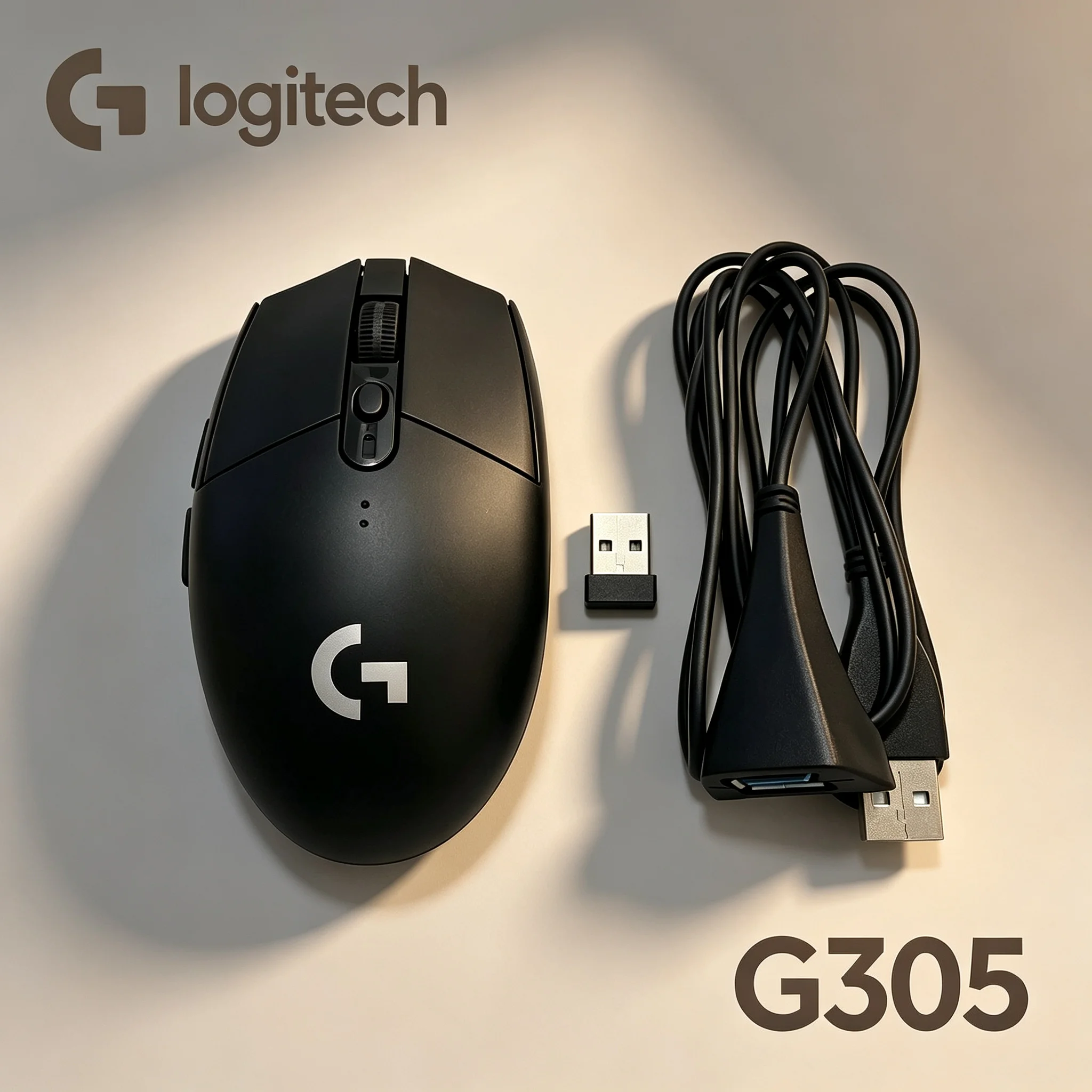 Logitech G305 Ergonomic Wireless Mouse With USB Transfer Adapter Cable 12000 DPI Adjustable Mice For Gaming Playing And Office W