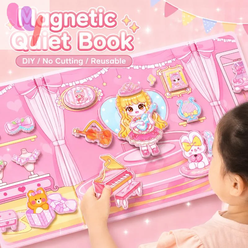 Hot Sale Magnetic Princess Quiet Book With Reusable Stickers Precut Design For Little Girls Home Travel Play Educational Toy