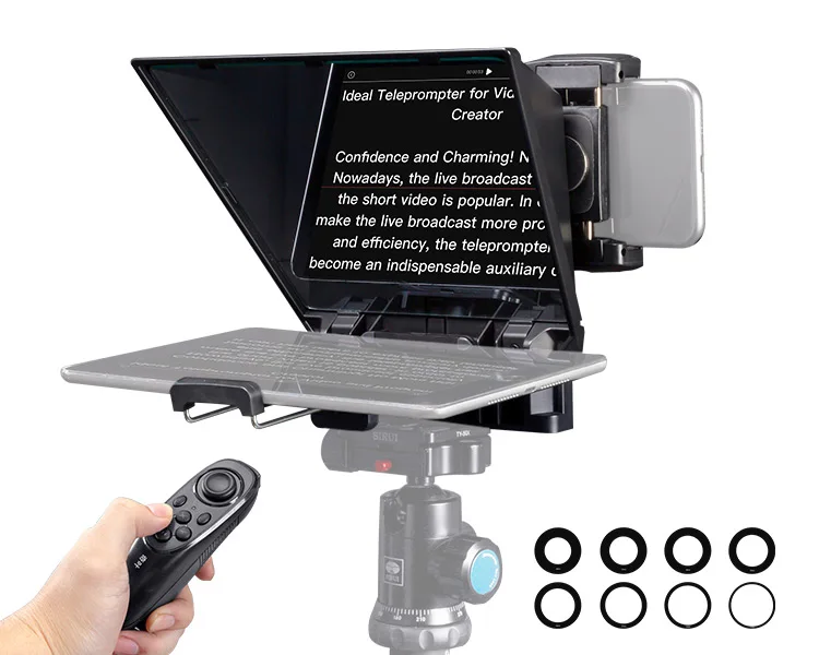 FEELWORLD 8-inchInch Built In Prompter Computer Dual Screen Studio Equipment Caster Teleprompter Monitor Autocue Teleprompter