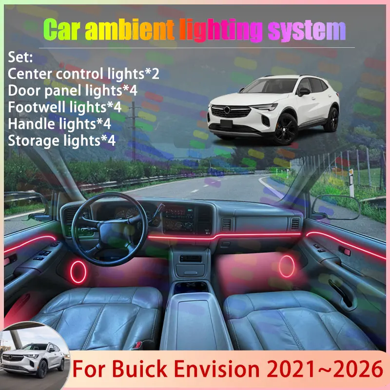 

For Buick Envision 2021~2026 MK2 2022 2023 2024 2/24 in 1 Car Atmosphere Light Lamp RGB Shade Ensemble Streamer Atmosphere Set