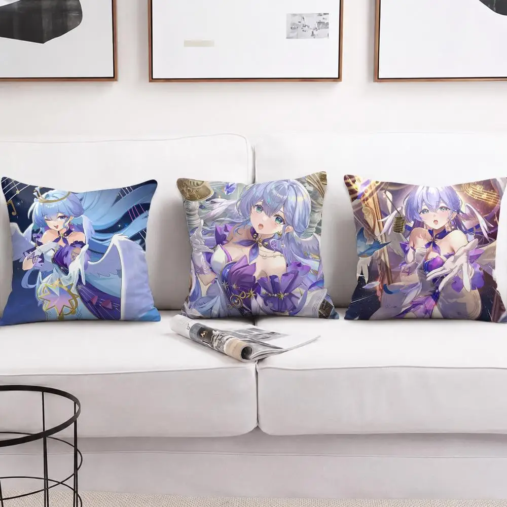 Honkai Star Rail Robin Cushion Cover Short Plush Soft Double-Sided Printing Pillow Case Cozy Sofa Bedroom Home Decor Gift