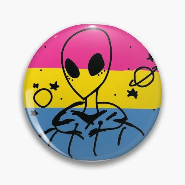 Pansexual Alien  Soft Button Pin Creative Women Clothes Collar Hat Gift Fashion Jewelry Lover Decor Brooch Cute Metal Cartoon